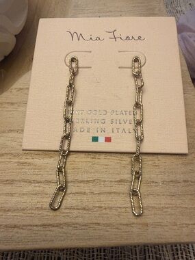 Mia Fiore 18k Gold Plated Sterling Silver Paperclip Chain Dangle Earrings